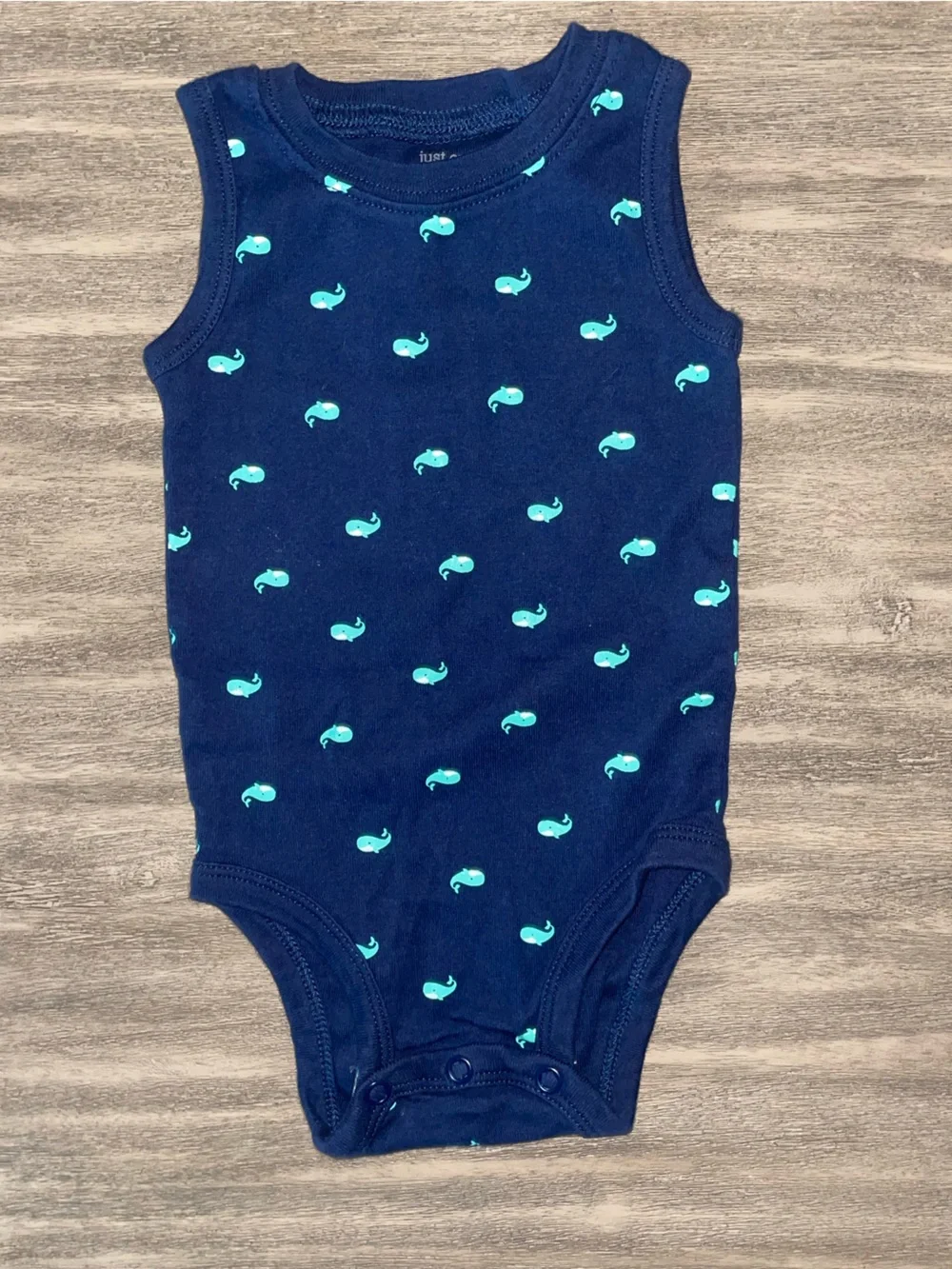 Carter's Navy Tank One-Piece with Teal Whale Print